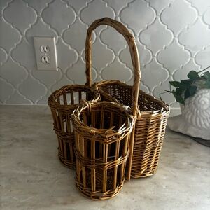 Vintage Wicker Wine Bottle Basket Picnic Carrier